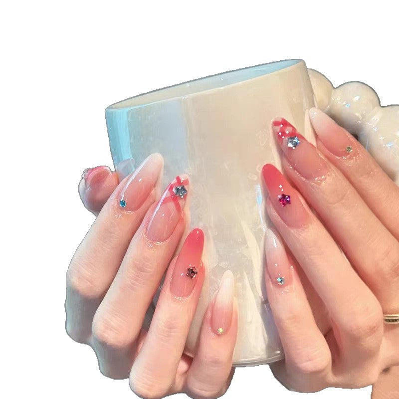 Stylish Press-On Nail Set with Gemstone Accents Bowlift