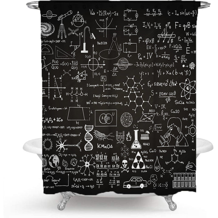 Shower Curtain with Scientific Equation Design Bowlift