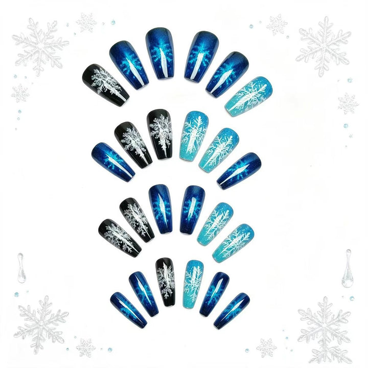 Creative Artificial Nails in Winter Snowflake Design Bowlift