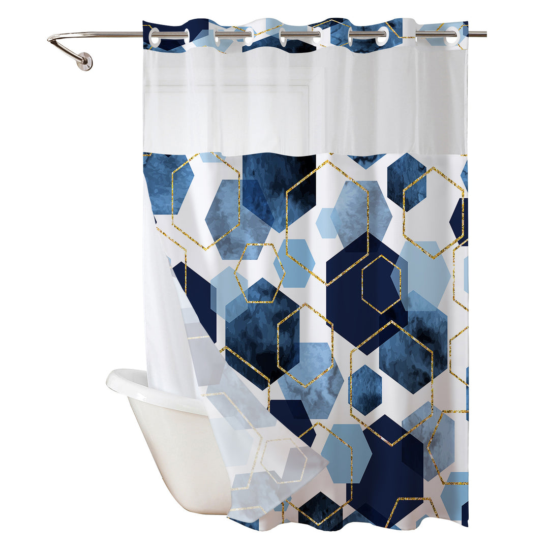 Geometric Pattern Shower Curtain Bowlift