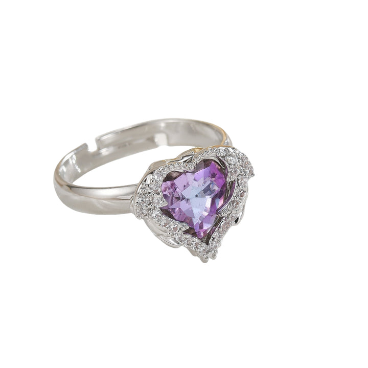 Double-Band Heart Halo Ring With Pavé Accents