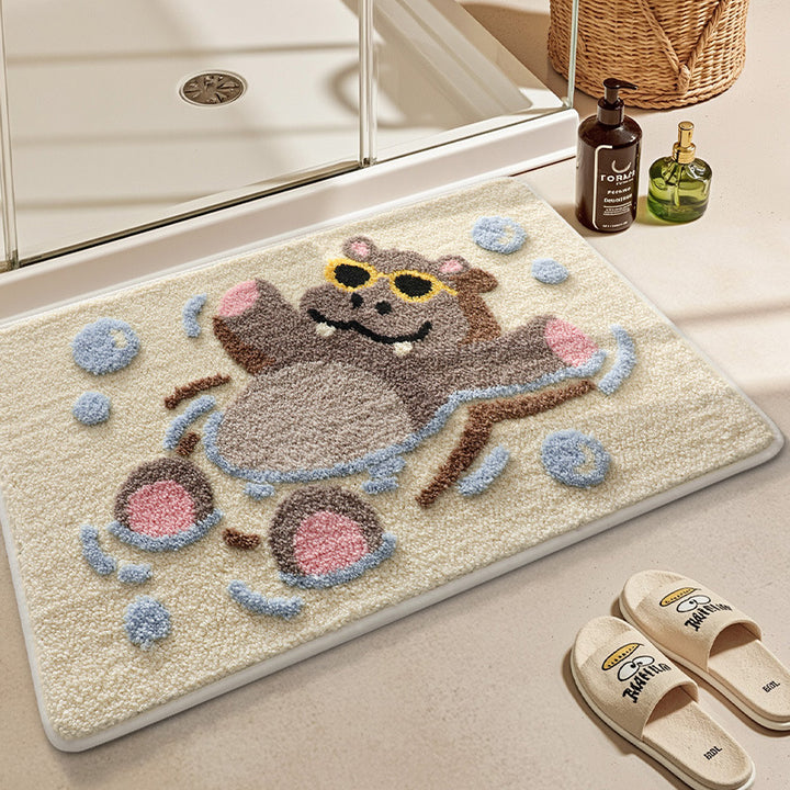 Turtle-Themed Plush Bath Mat Bowlift