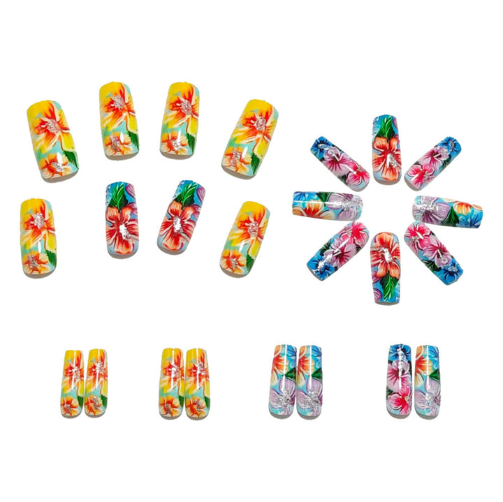 Acrylic Nail Set with Floral Designs Bowlift