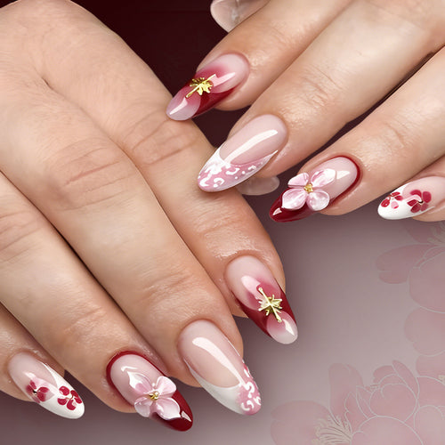 Artistic 3D Floral Sculpted Press-On Nails Bowlift