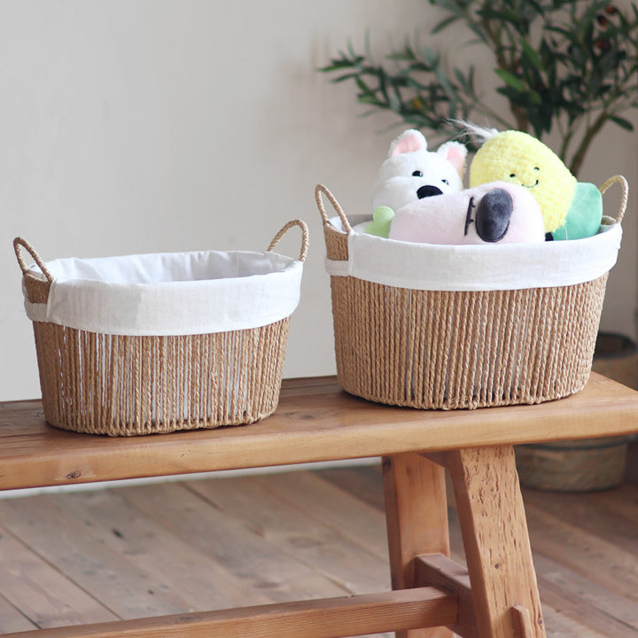 Handcrafted storage basket with white cotton lining Bowlift