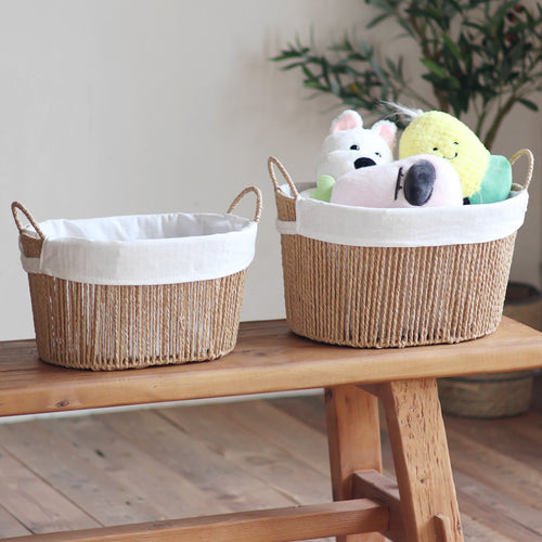 Handcrafted storage basket with white cotton lining Bowlift