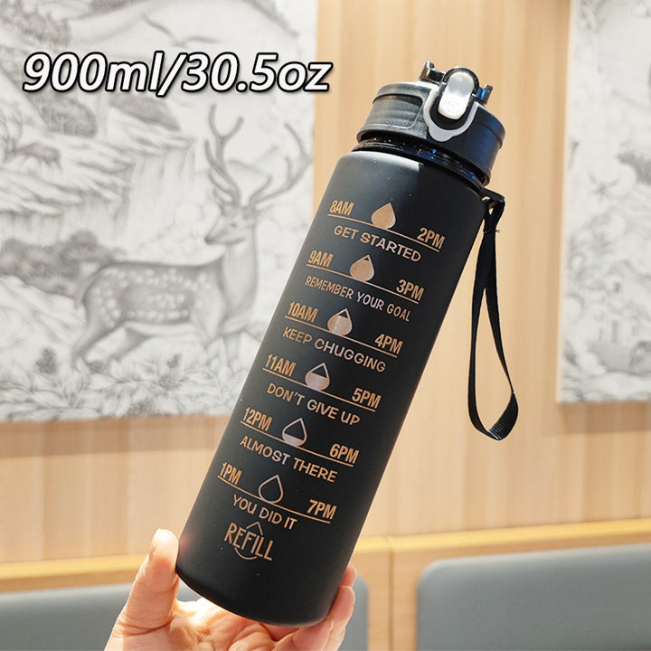 Women Motivating Water Bottle with Integrated Time Markers Bowlift