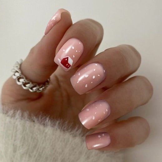Festive Holiday-Themed Press-On Nail Art Bowlift