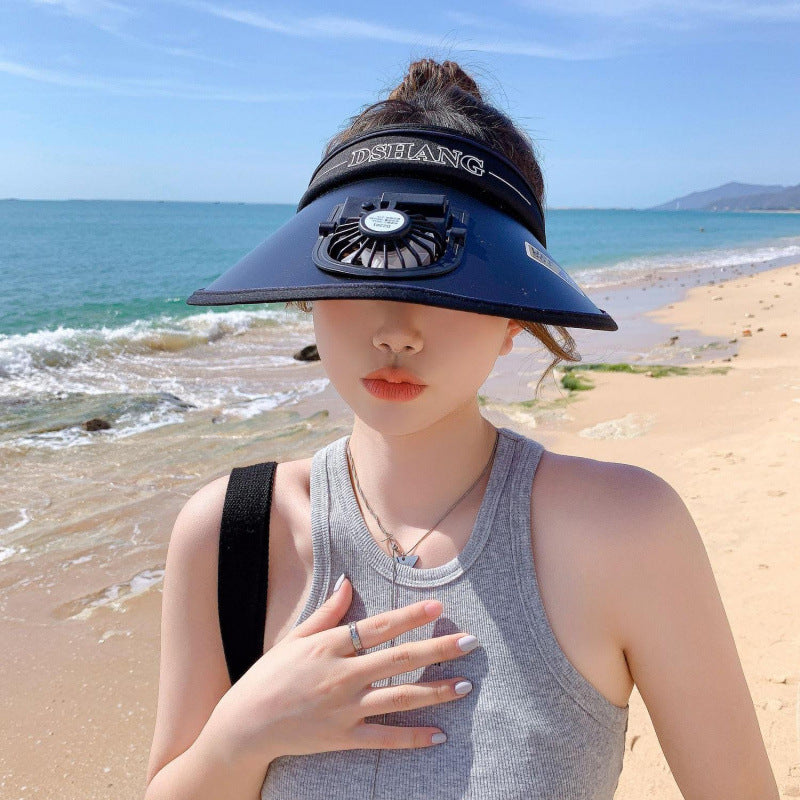 Sun protection visor with quiet rechargeable mini fan and adjustable neoprene seat Bowlift