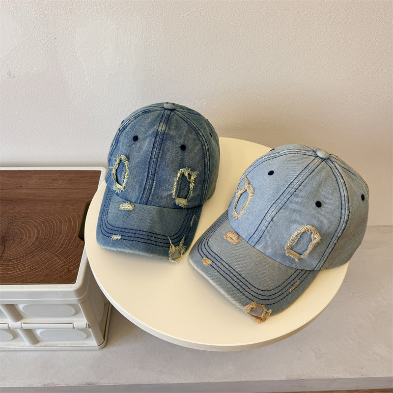 Men's Distressed Denim Baseball Cap Bowlift 1783921899