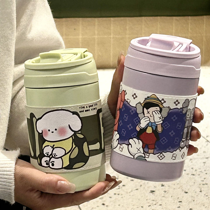 Ladies' insulated bottle with secure flip closure and charming animal motif Bowlift
