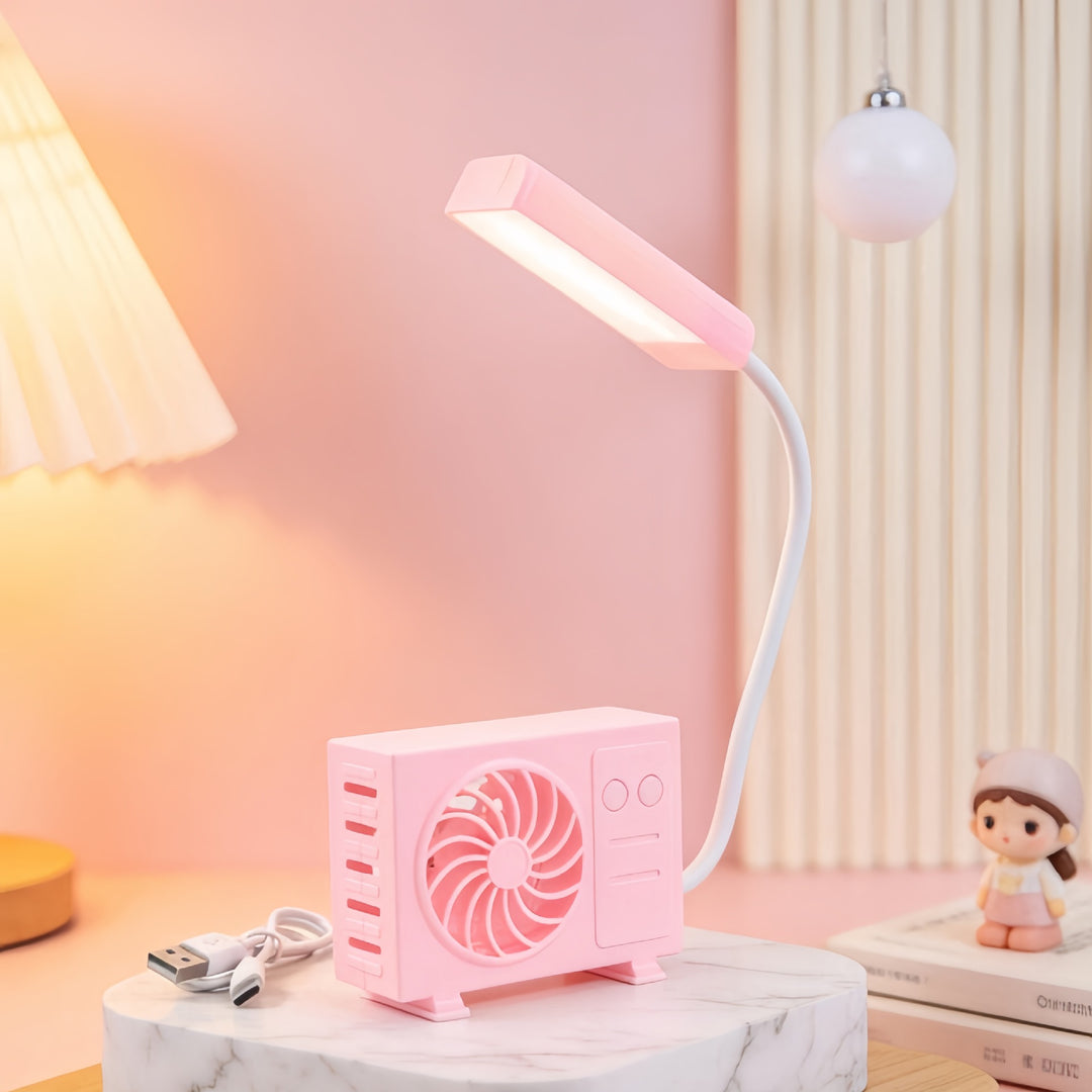 Women's table lamp with integrated USB fan Bowlift