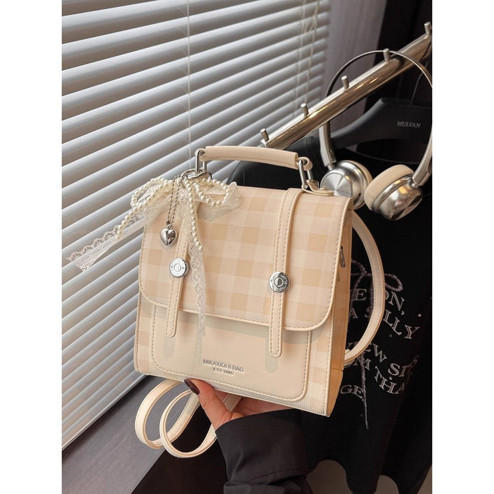 Stylish Checkered Mini Satchel Bag Bowlift