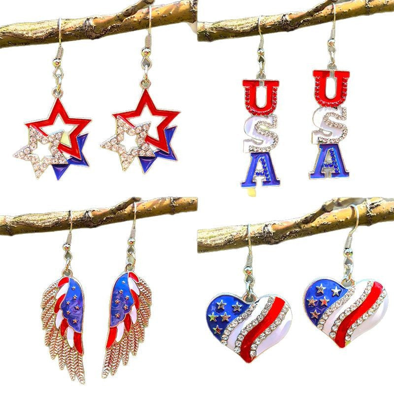 Women's hanging star earrings with enamel and crystal embellishments Bowlift