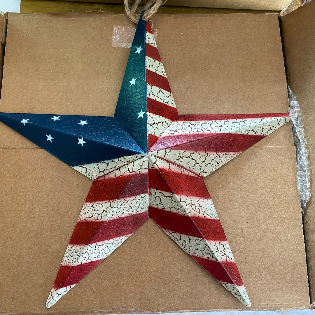 Unisex 3D metal wall star with vintage crack effect and hanging hole Bowlift