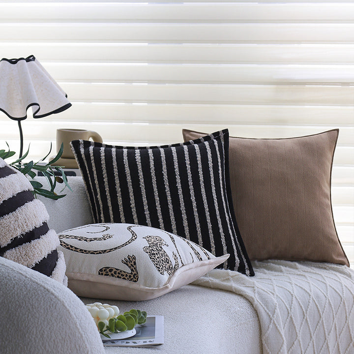 Square cushion cover with rustic textured fabric and concealed zipper Bowlift