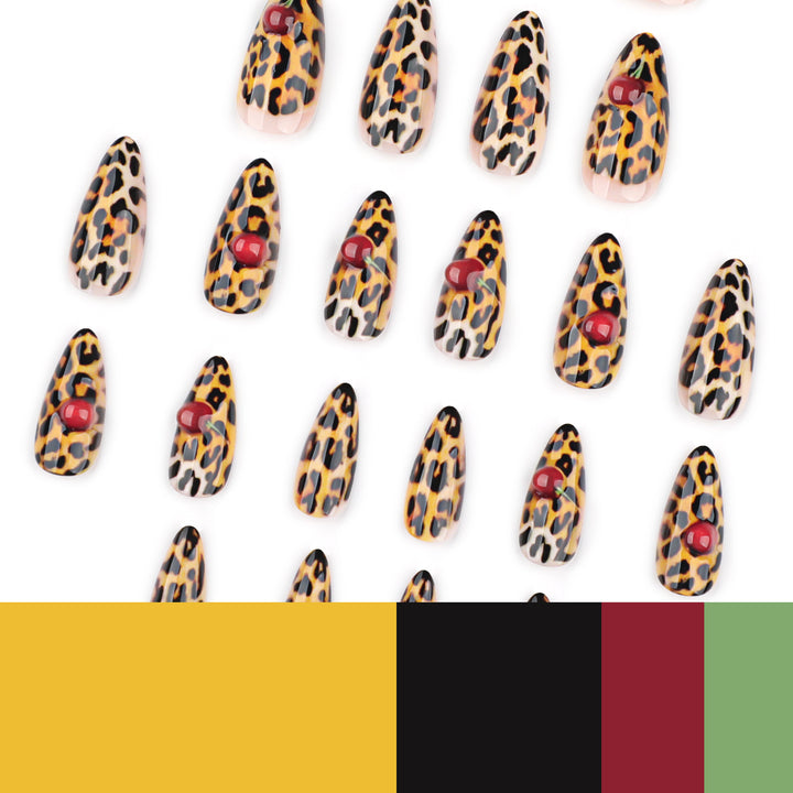 Artful stiletto nails with leopard pattern and accents Bowlift