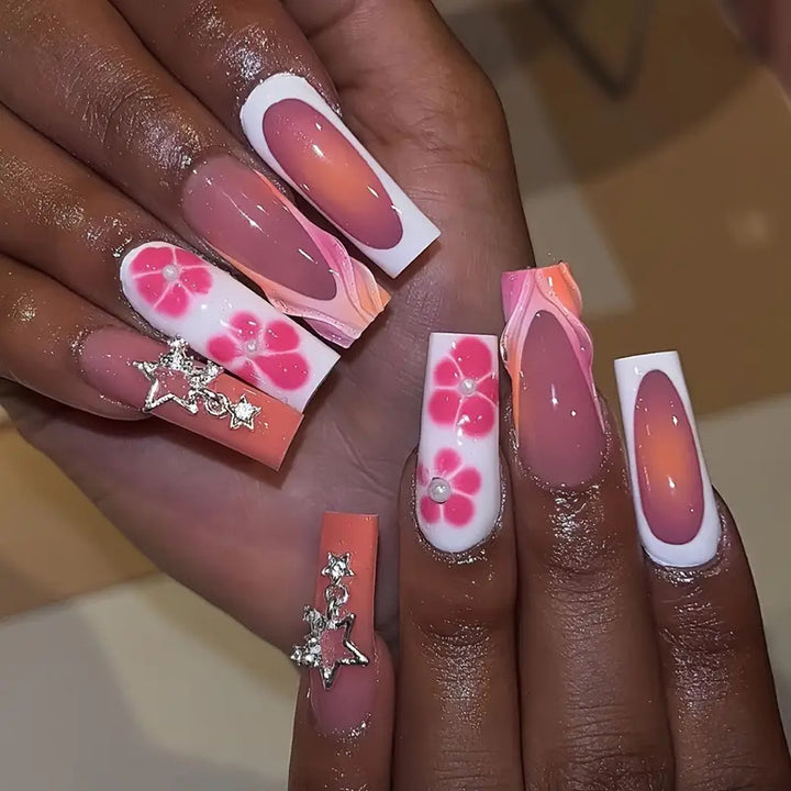 Artistic 3D Floral Press-On Nail Set Bowlift
