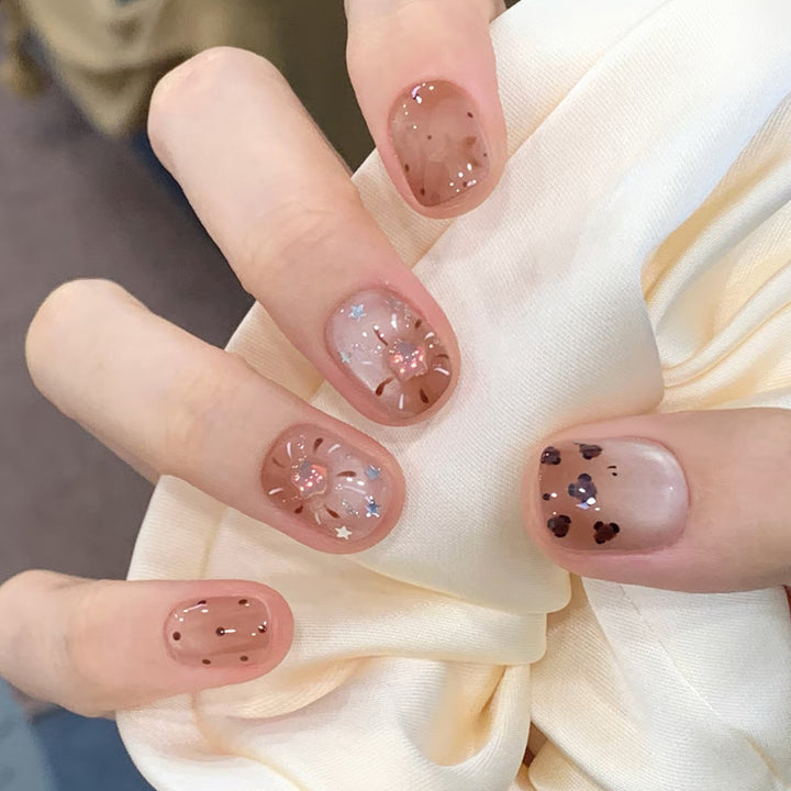 Elegant Floral Press-On Nail Art Bowlift