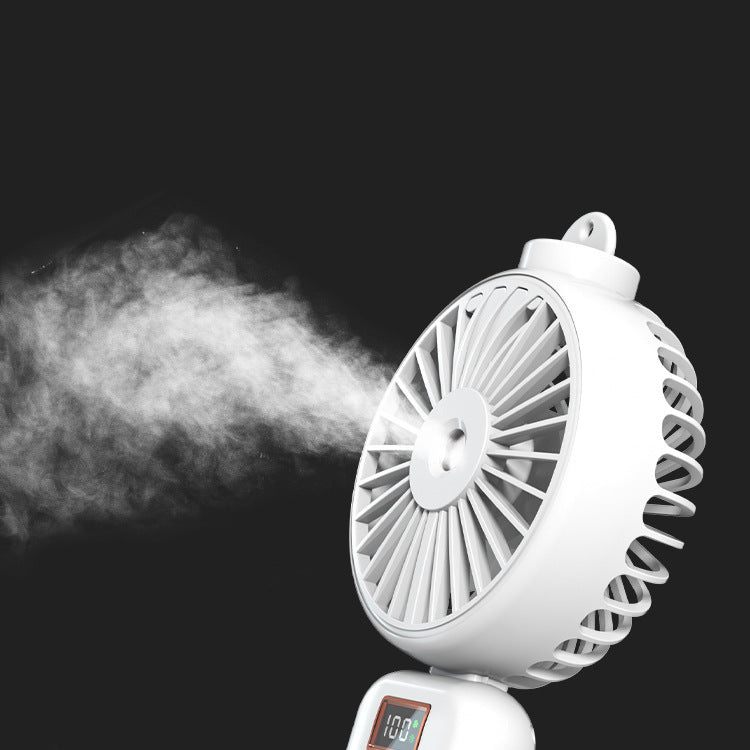 Cooling compact rechargeable adjustable-angle dual-head personal fan with digital battery display and magnetic dock Bowlift