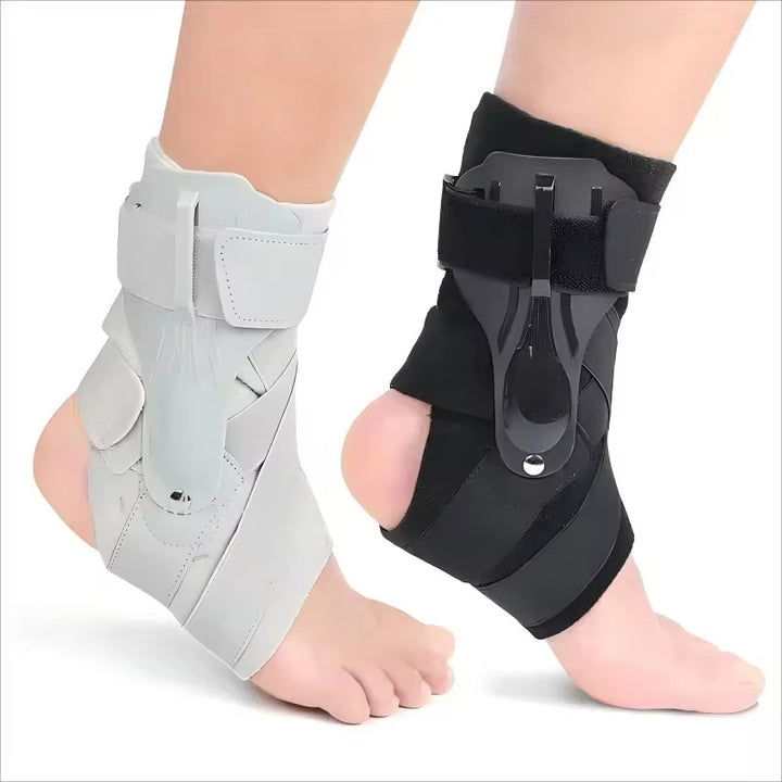 Adjustable Breathable Ankle Brace with Rigid Dorsal Splint and Cross-Strap Compression Bowlift
