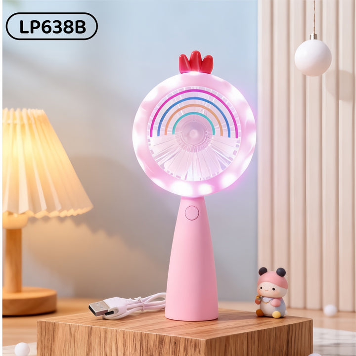 Women Portable USB Hand Fan with LED Lighting Bowlift