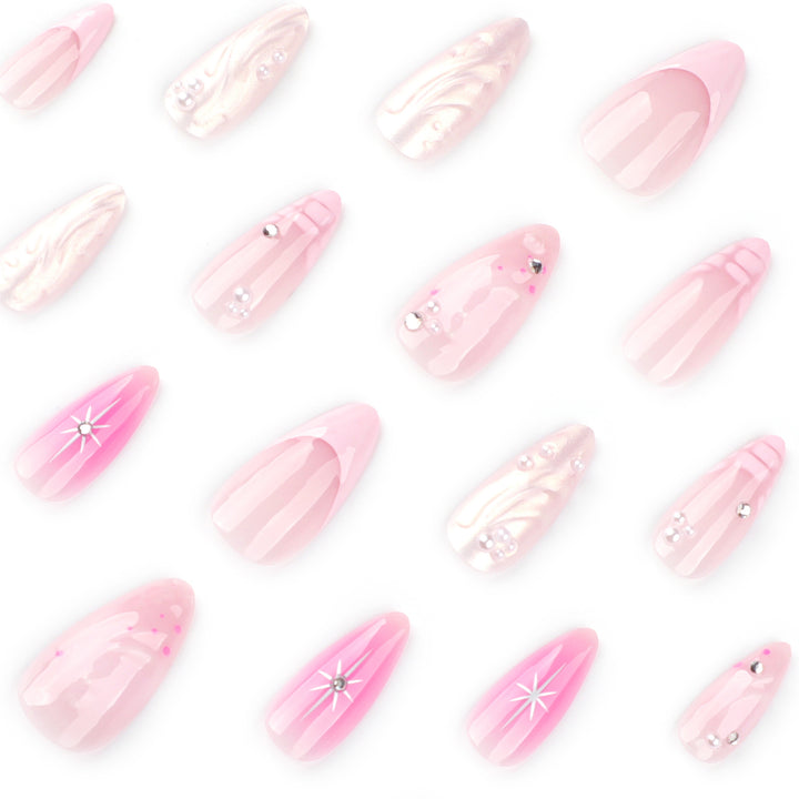 Artful Nail Extensions with Glitter and Shell Motifs Bowlift