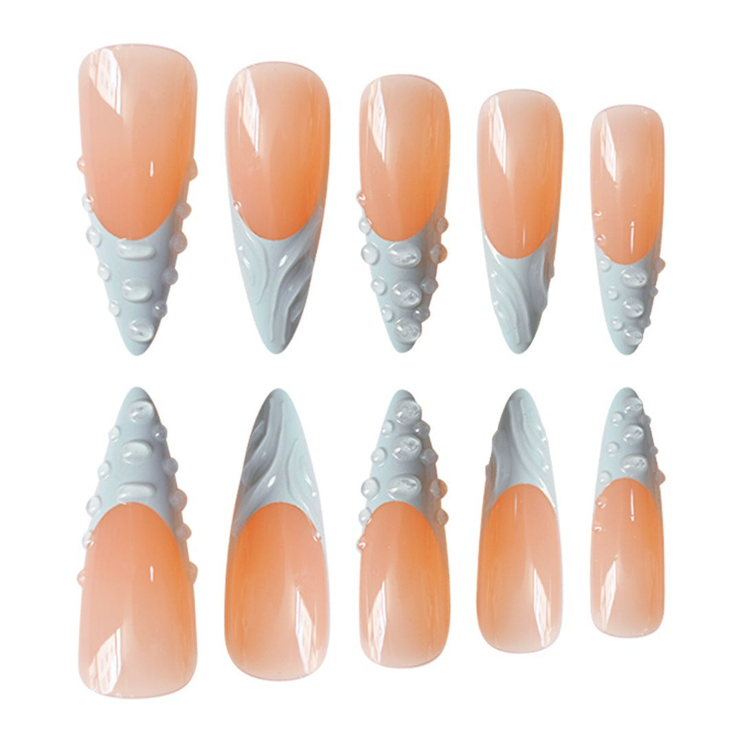 Artistic Textured Press-On Nail Art Bowlift