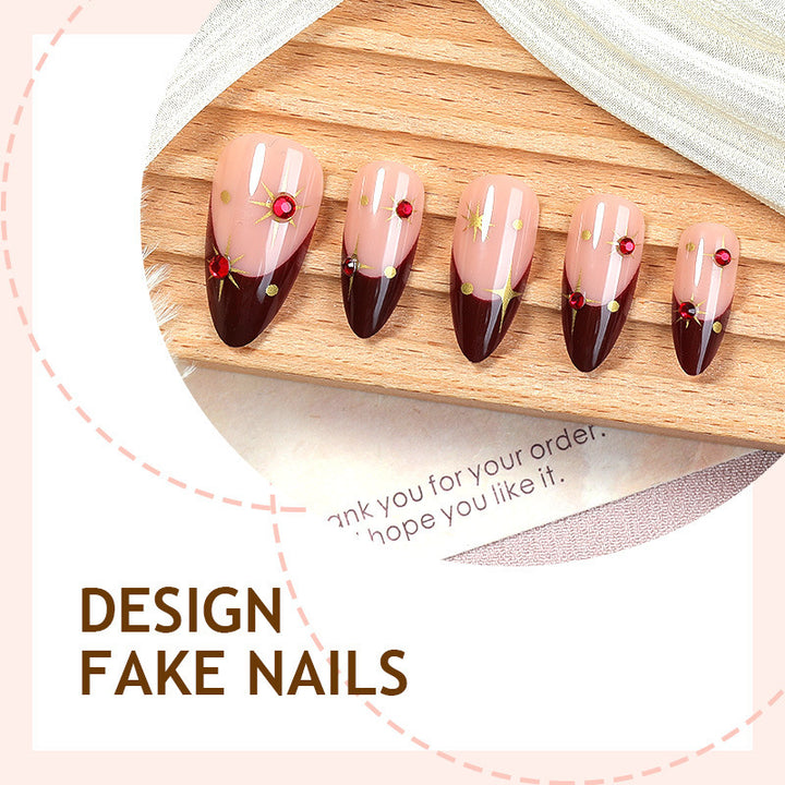 Acrylic nail set with sparkling stars and elegant marble effect Bowlift
