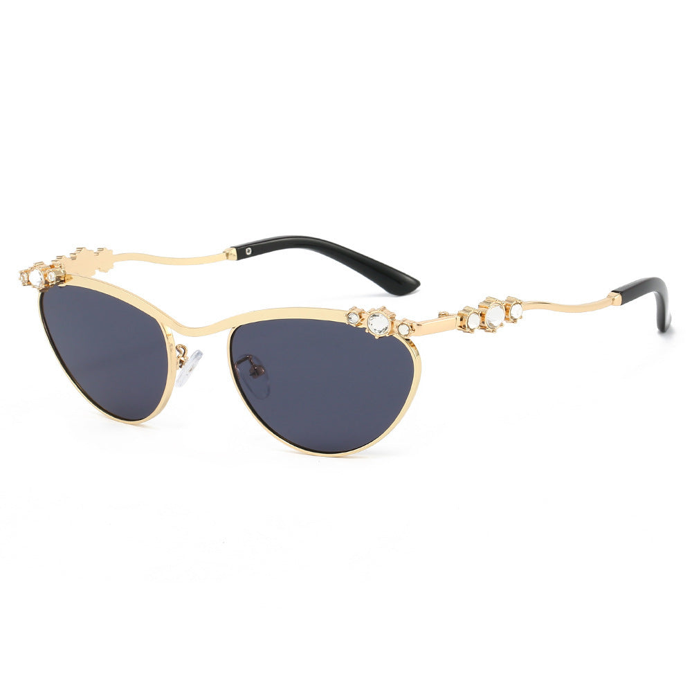Women's Cat-Eye Sunglasses with Sparkling Stone Accents Bowlift