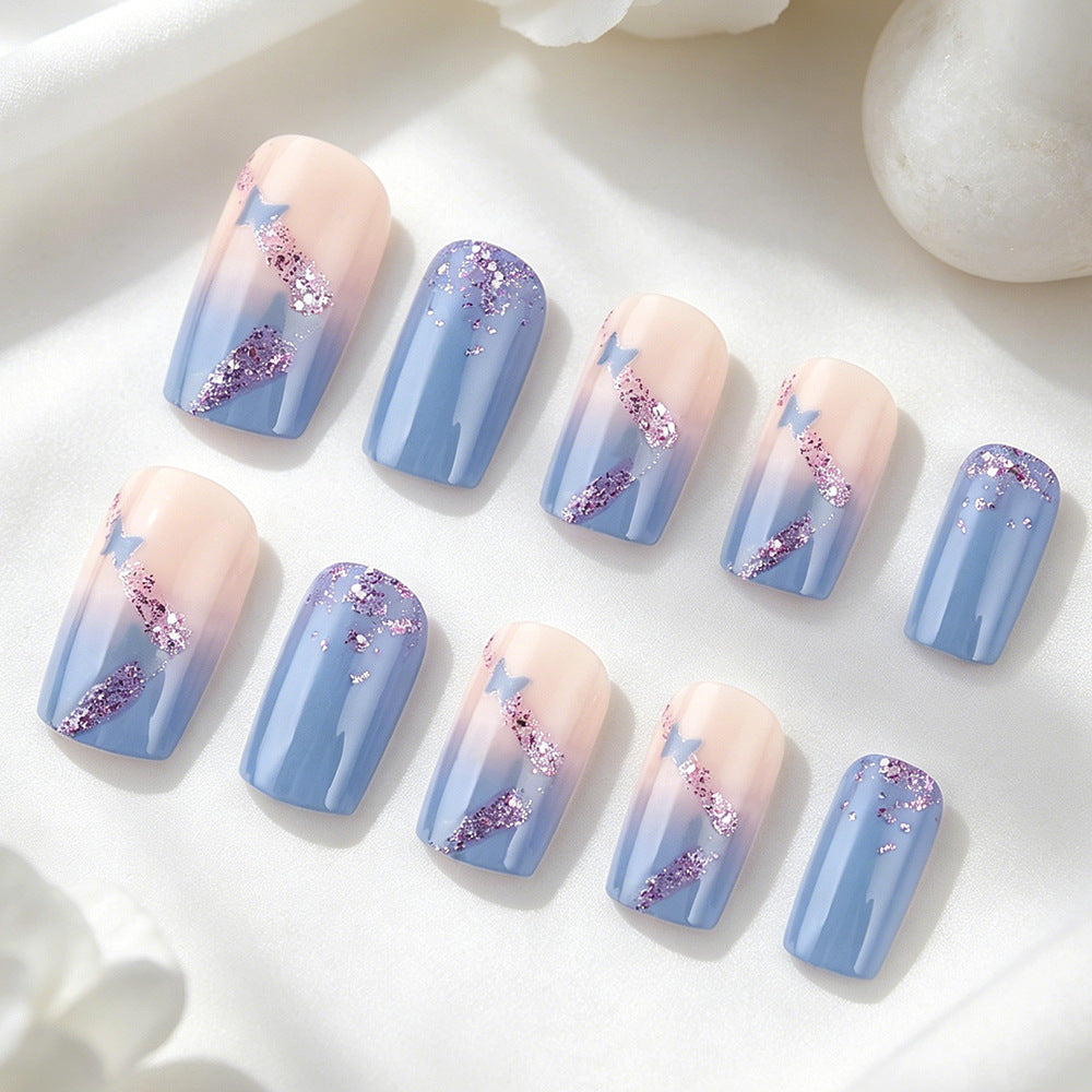 Artistic Glitter Ombre Press-On Nails Bowlift