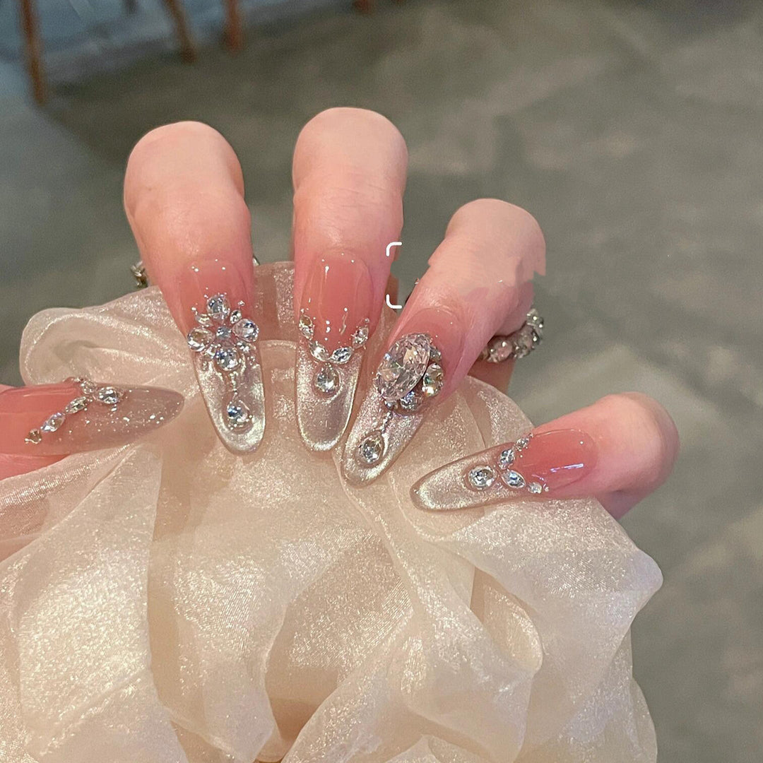 Premium Rhinestone-Embellished Press-On Nails Bowlift