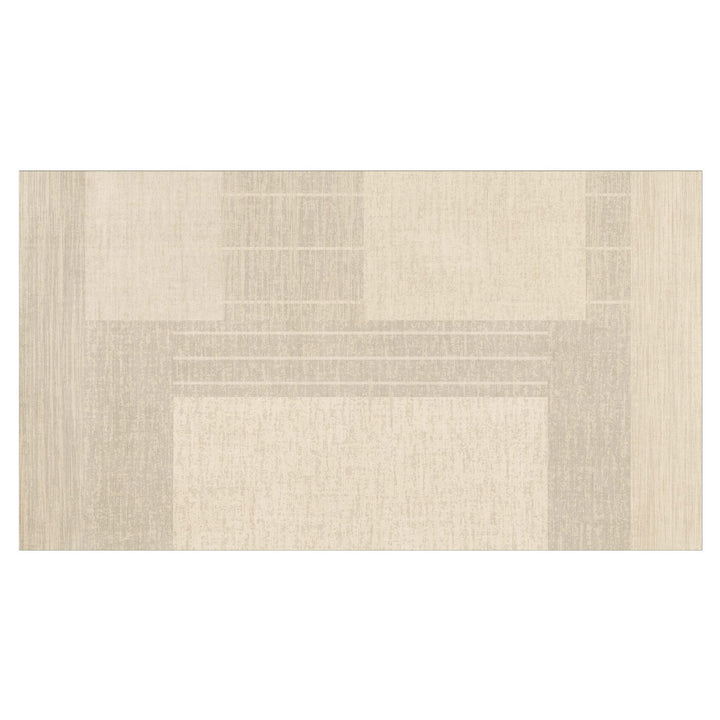 Modern Low-Pile Geometric Area Rug with Subtle Striped Border