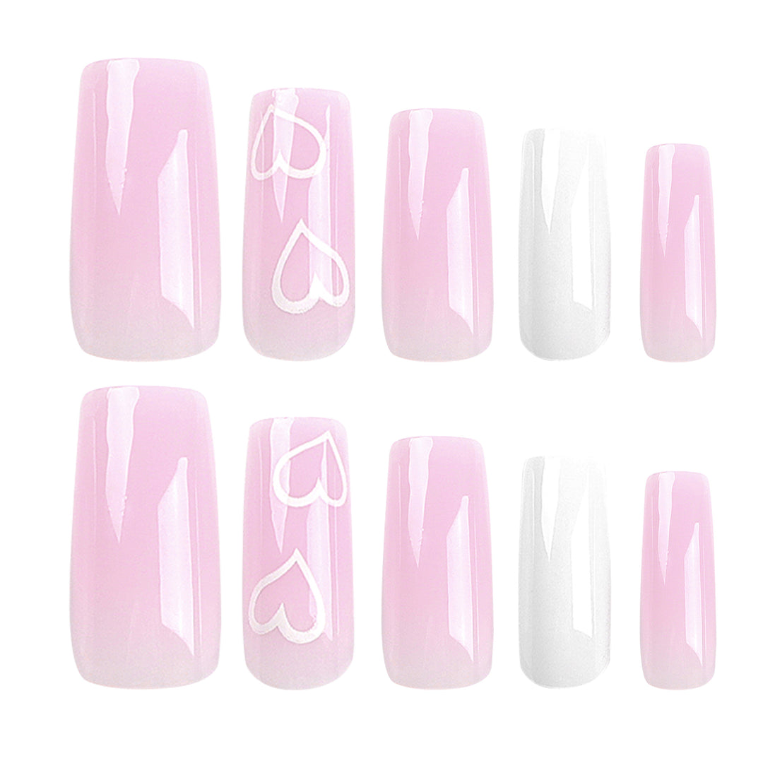 Artful Nail Extensions with Heart Patterns Bowlift