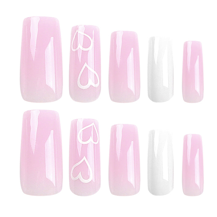 Artful Nail Extensions with Heart Patterns Bowlift