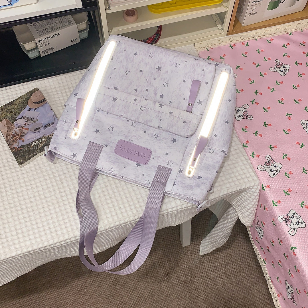 Star-Print Multi-Pocket Backpack Set