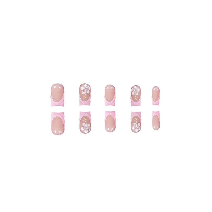 Decorative Floral Acrylic Press-On Nail Extensions Bowlift