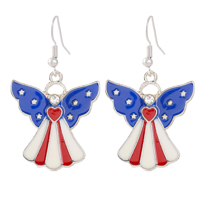 Women's nan patriotic horseshoe enamel dangle earrings with star-accented design and fishhook findings Bowlift
