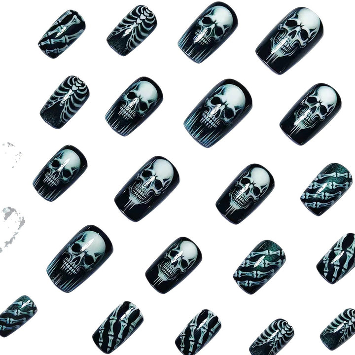 Creative artificial nails in spooky skull design Bowlift