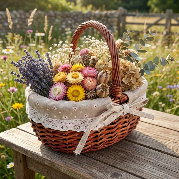 Women’s picnic basket with romantic checkered pattern and removable lining Bowlift