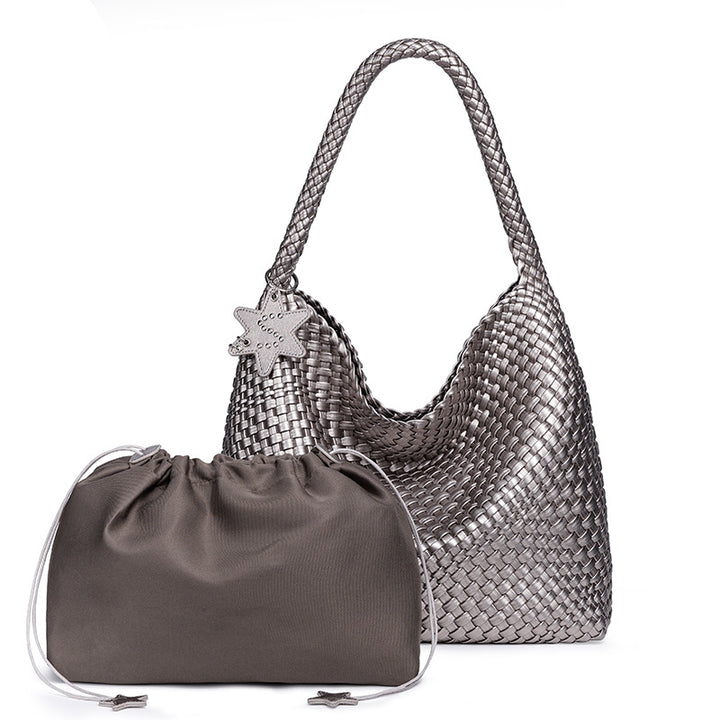 Braided Vegan Leather Hobo Handbag Bowlift