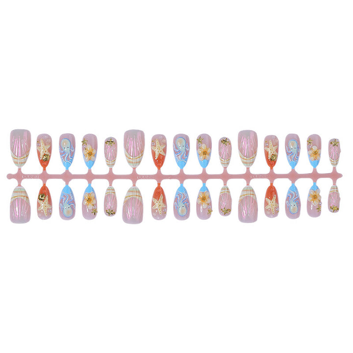 Festive artificial nail set with maritime and floral designs Bowlift