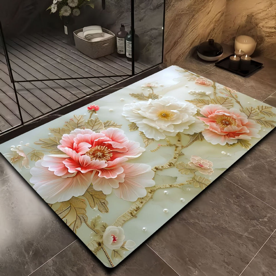 Floral Design Bath Mat Bowlift