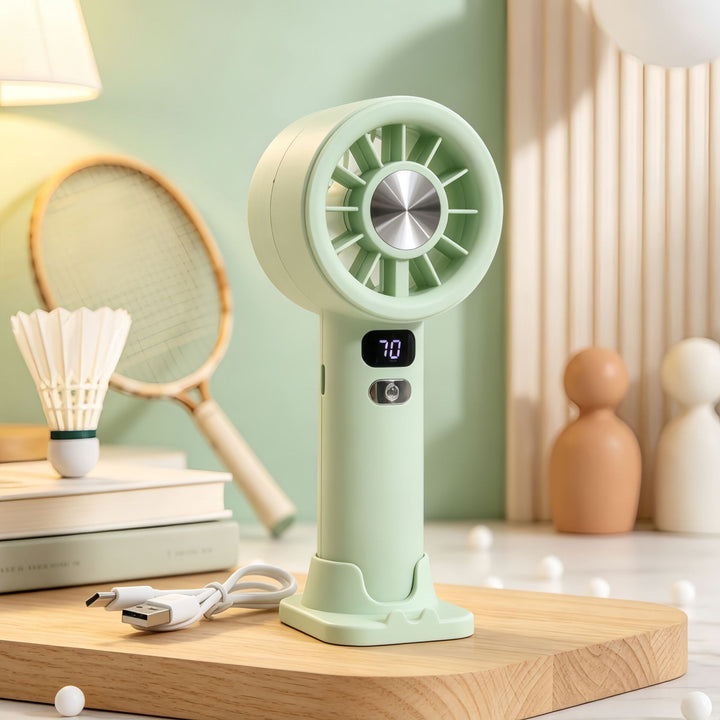 Women's portable hand fan with digital speed display Bowlift