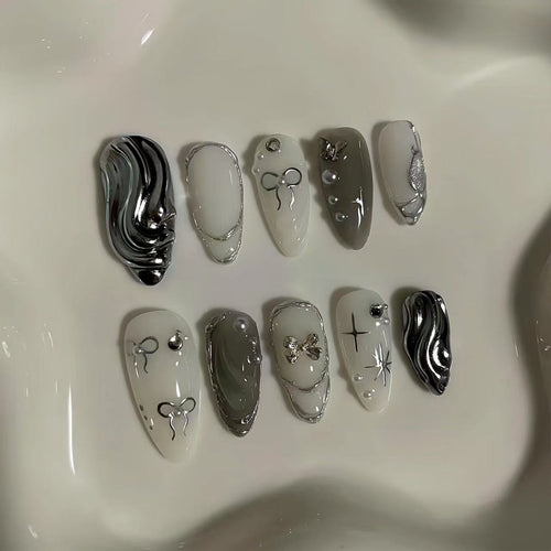Artistic Marble Effect Nail Tips Bowlift