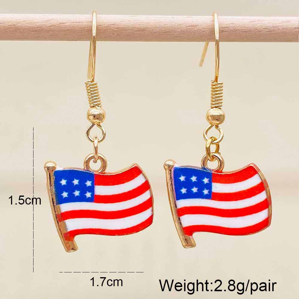 Women's filigree drop earrings with enameled flag pendants and metal hook closure Bowlift