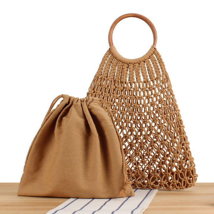 Handbag with Woven Design and Inner Pocket Bowlift