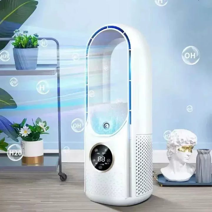 Unisex One size bladeless evaporative tower fan and humidifier with touch LED display and brushless motor Bowlift