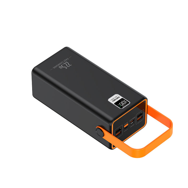 Portable power bank with innovative handling and digital charge level display Bowlift