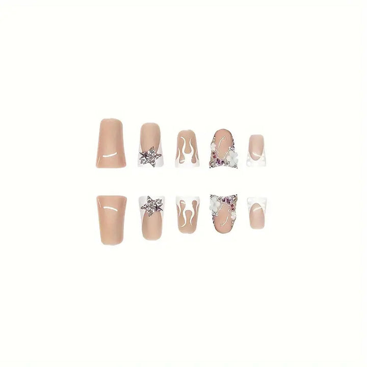 Artistic 3D Floral Press-On Nail Design Bowlift